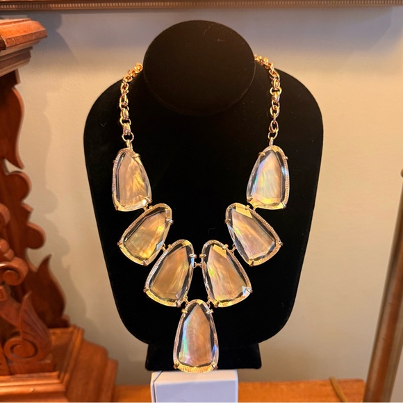 Kendra Scott Rose Gold-Tone Harlow Iridescent Amber Statement Necklace Dustbag - Picture 2 of 11